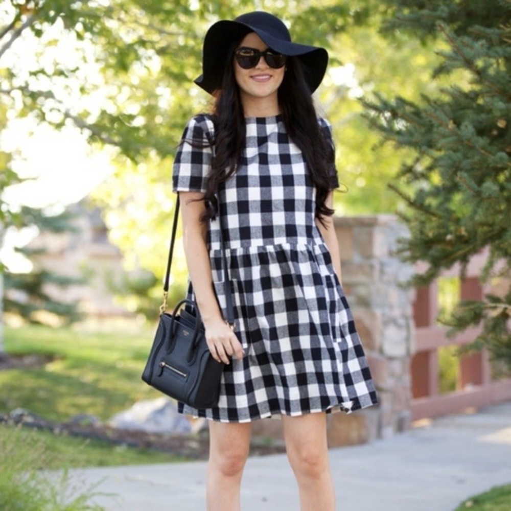 Rachel Parcell Black and White Buffalo Plaid Dress